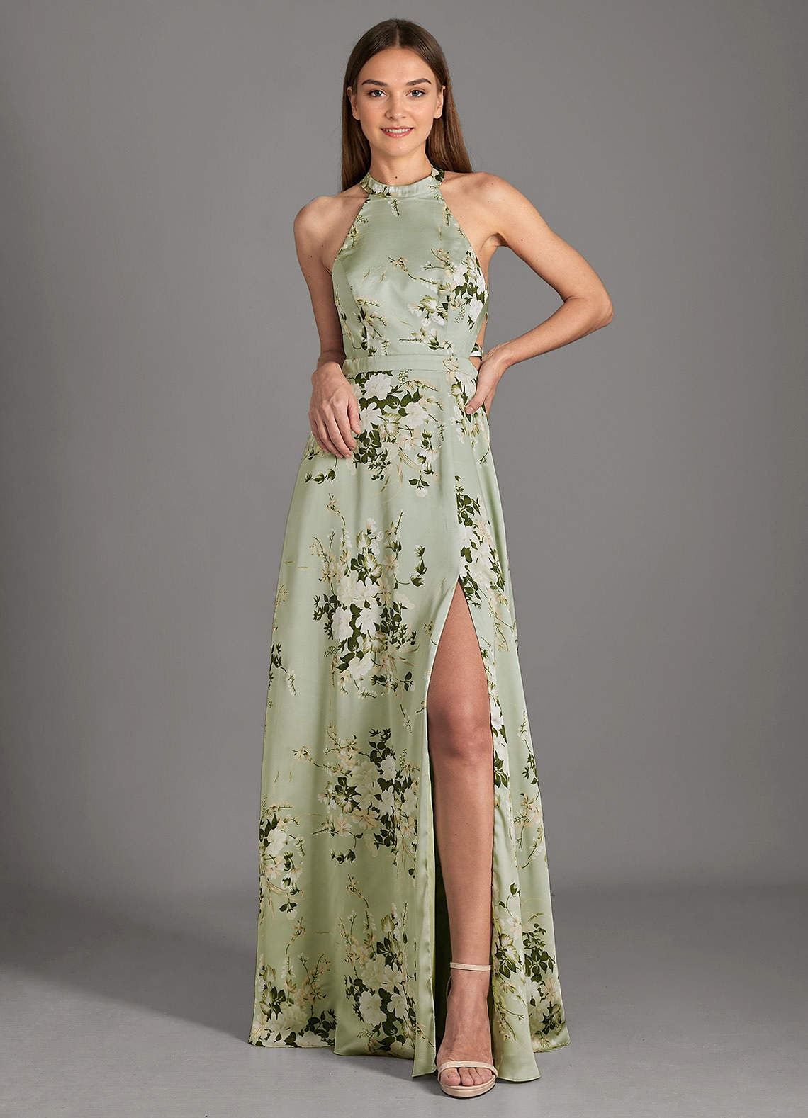 Cider◆Satin cowl neck◆ソリッド◆フリルヘム◆マキシドレス Formal Dresses Homecoming Dress Hoco Dresses Slim Fit Knit