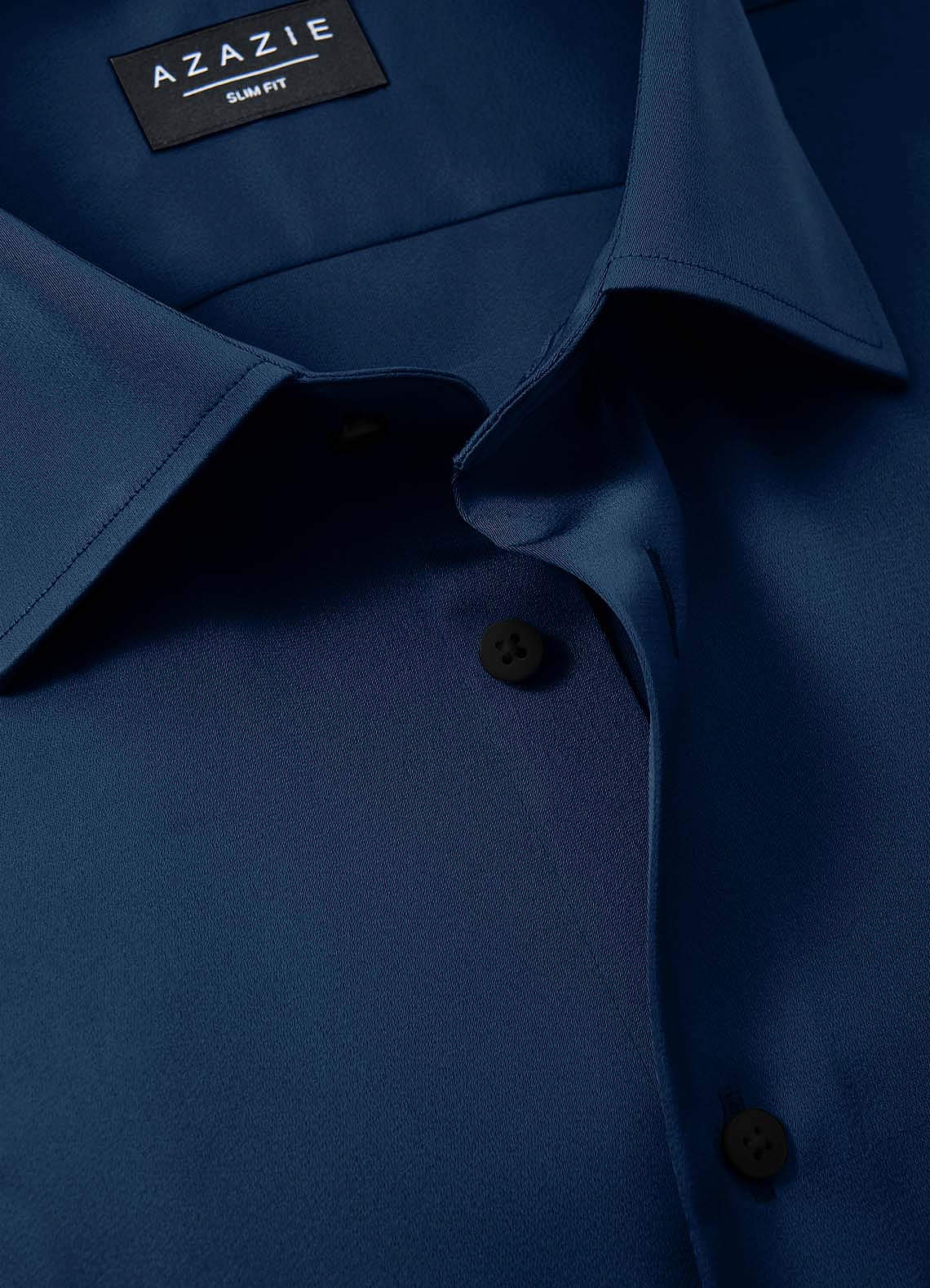 front Julian Tumma Laivasto Stretch-satiinipaita