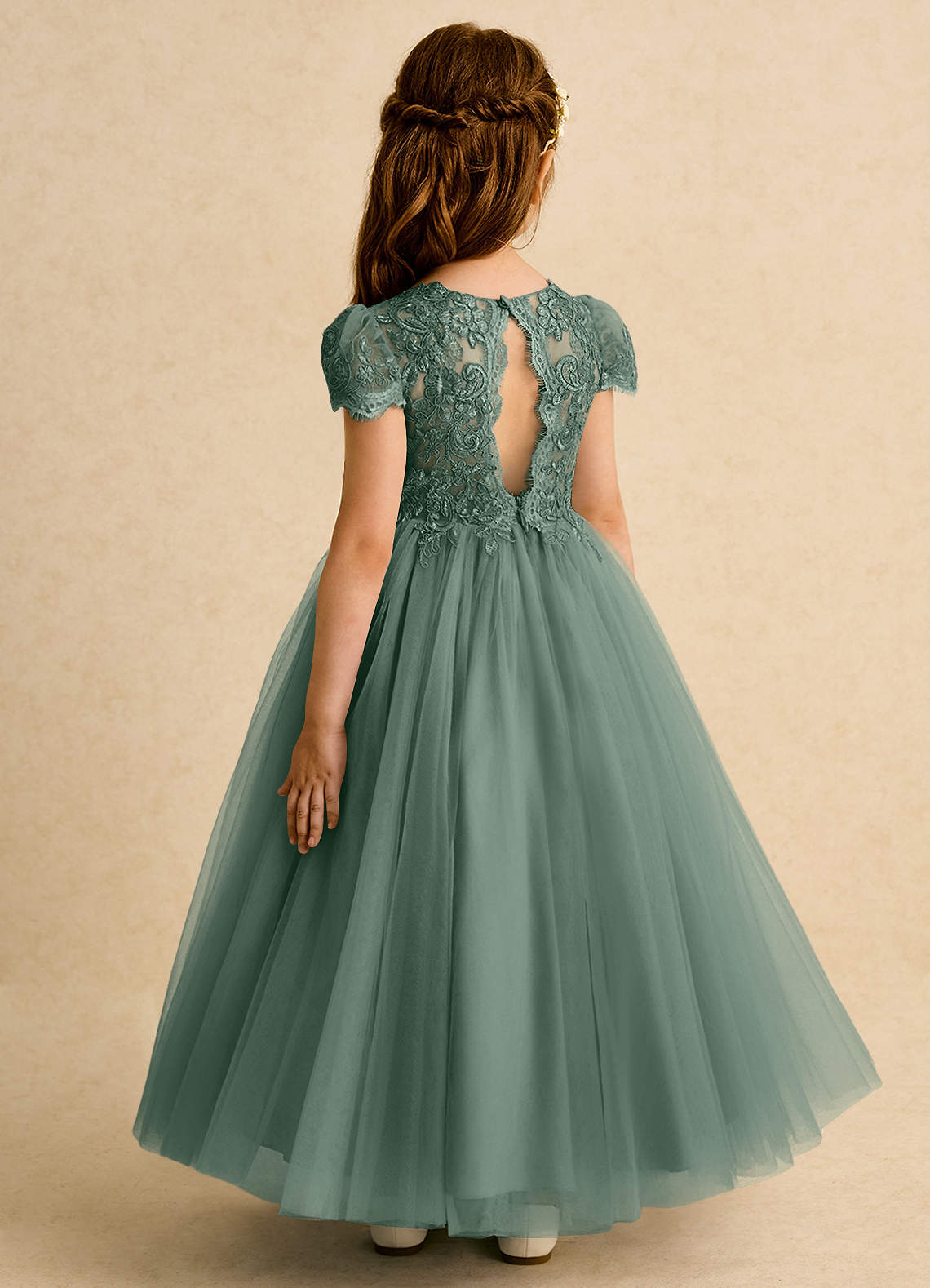 Azazie Puff Flower Girl Klänningar Klä Balklänning i Tyll Spets image6