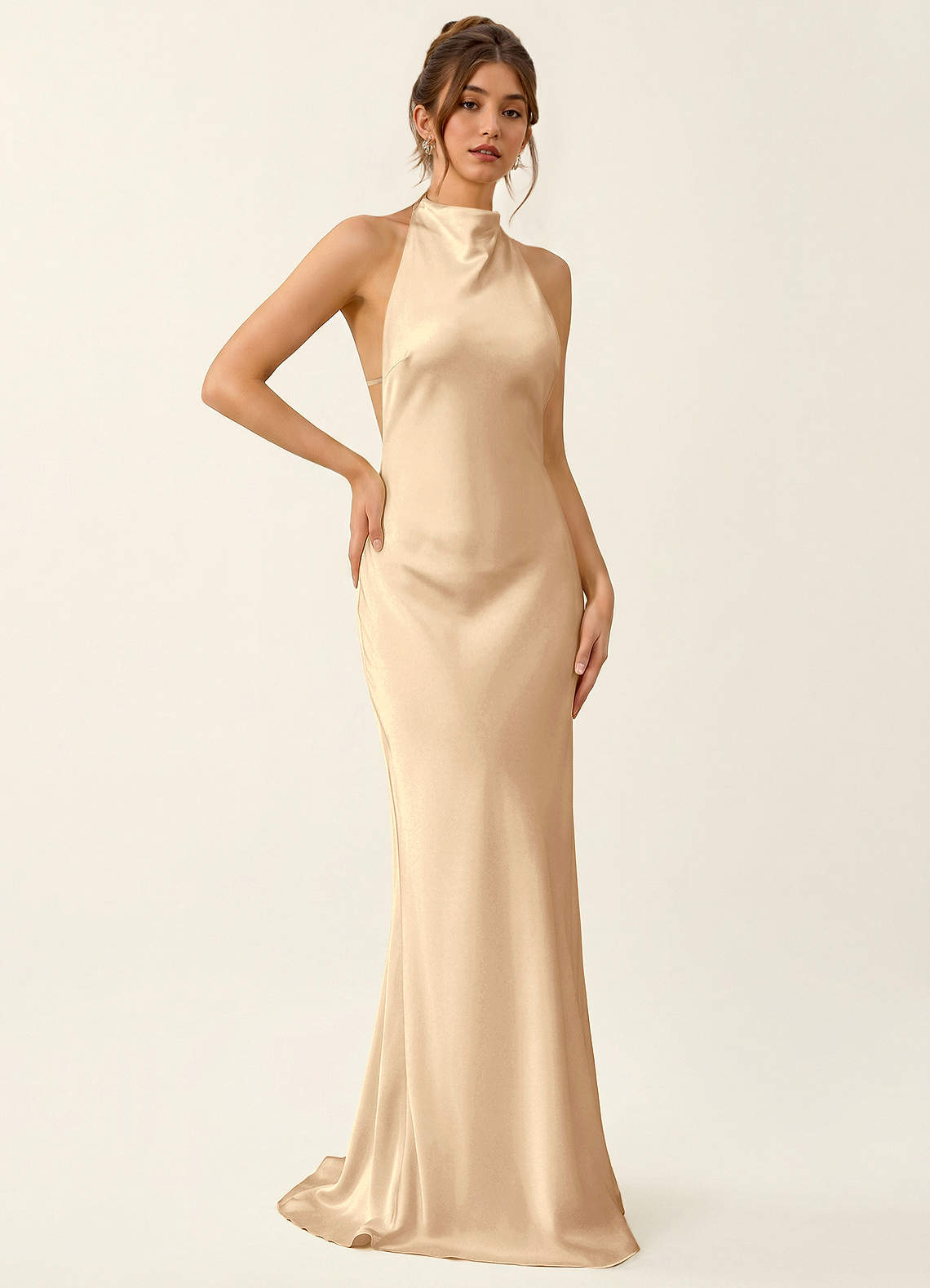 Homeper Champagne Open Back Stain Vacation Dress