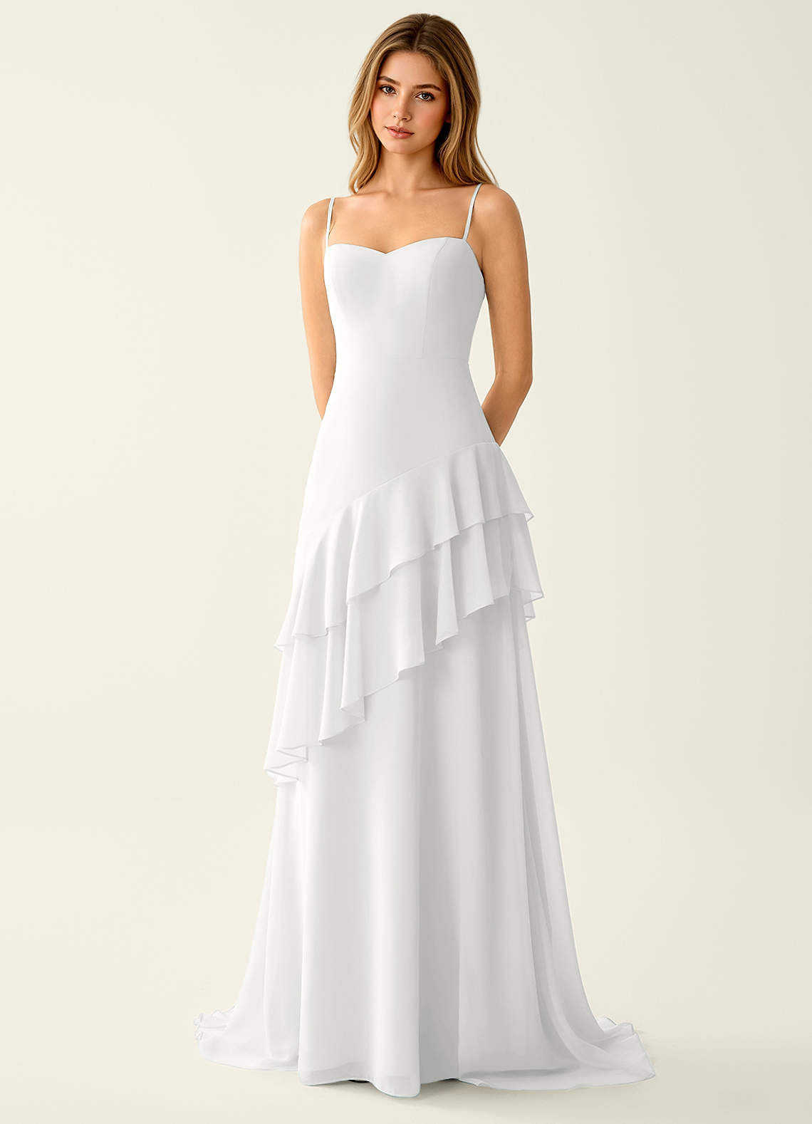 white chiffon prom dress Fiorella Ruffled A-line See long white strapless Puff Sleeve Dresses | festival outfit Evening gown Color:As Photo(Purple)
