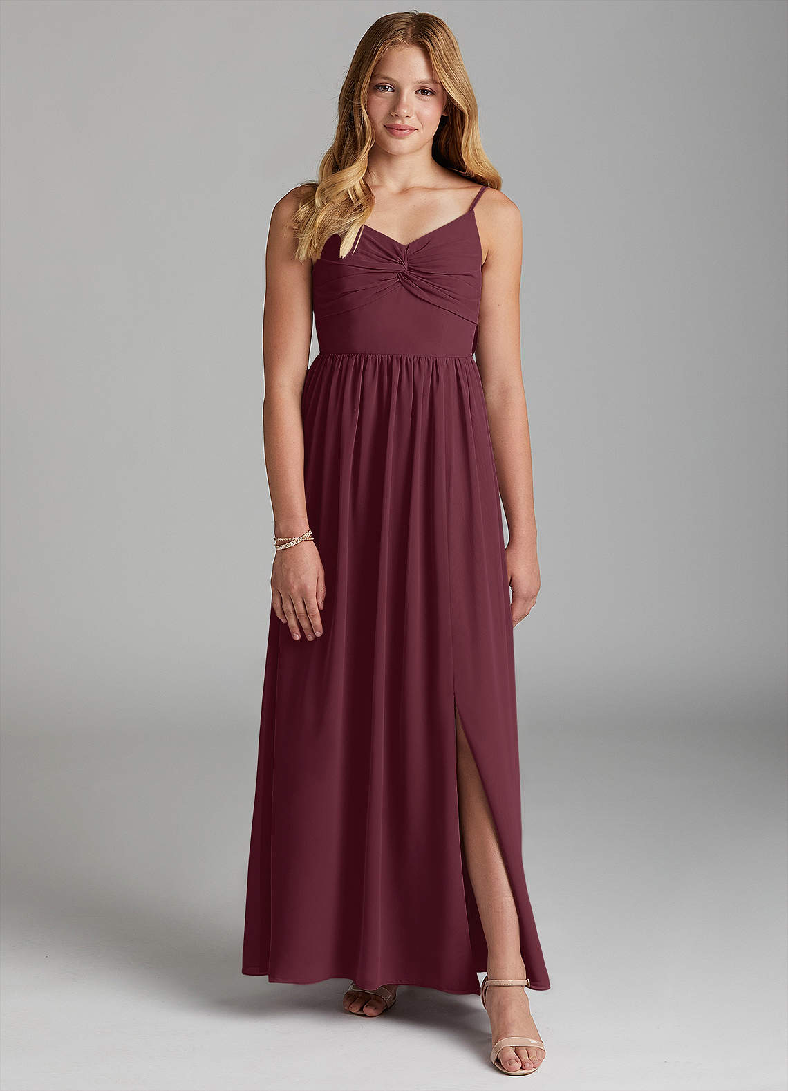 Azazie Zeya Junior A-Linie Chiffon Kleid Cabernetrot image1