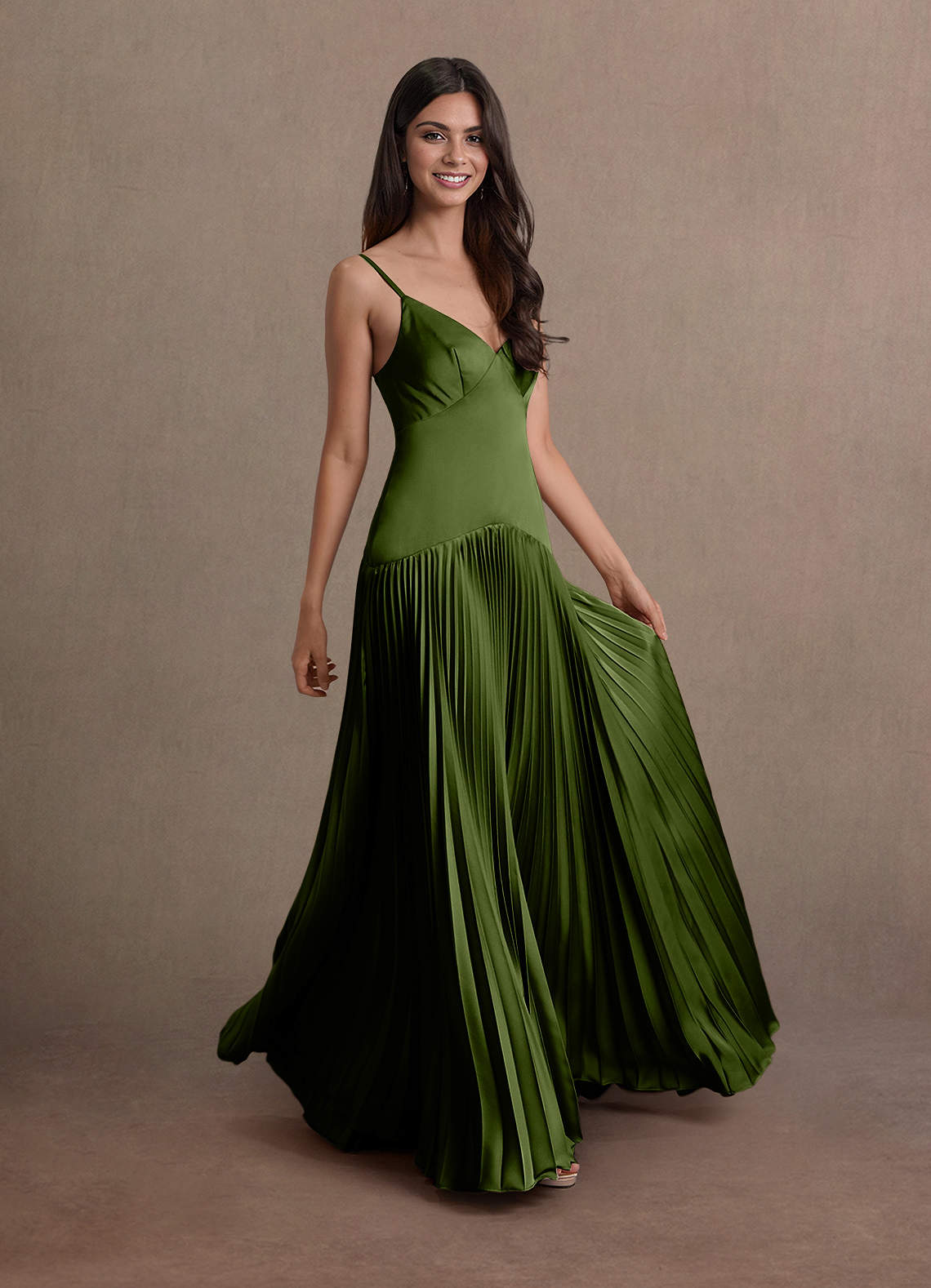 sage green drop waist dress Square Neck Drop Hem Midi Dress main image 1