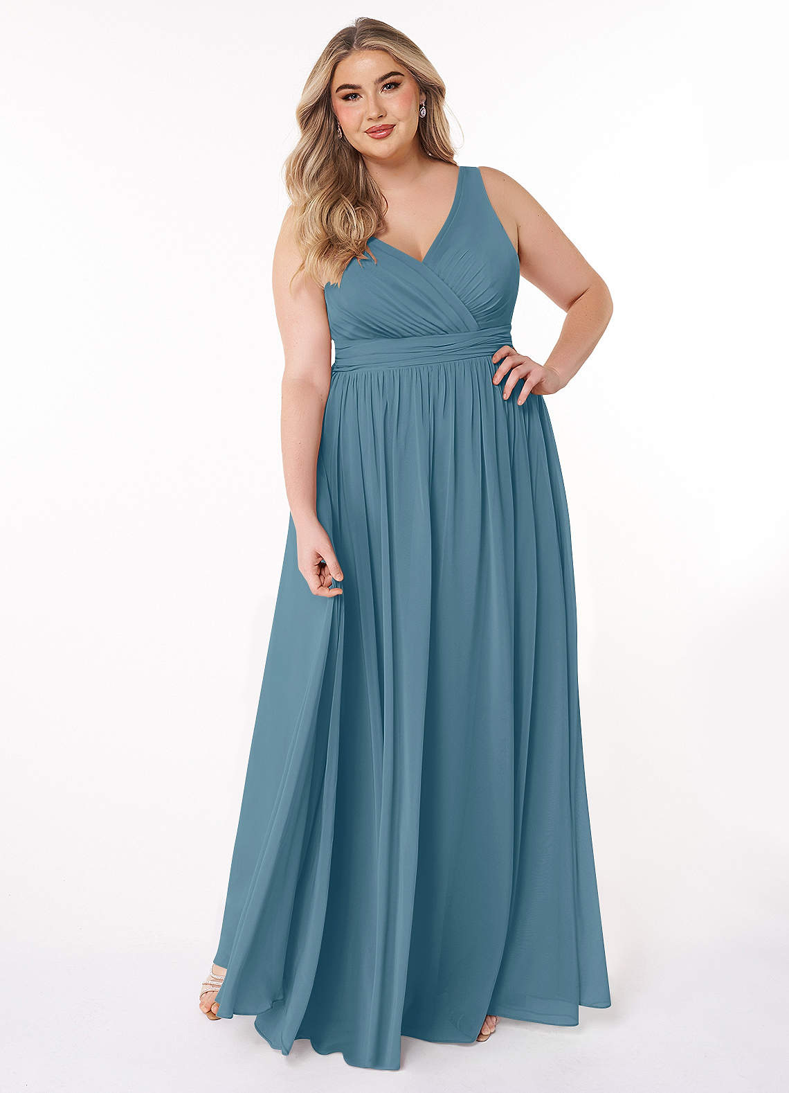 Azazie Kora Bridesmaid Dresses Bermuda A-Line Pleated Chiffon Dress image1