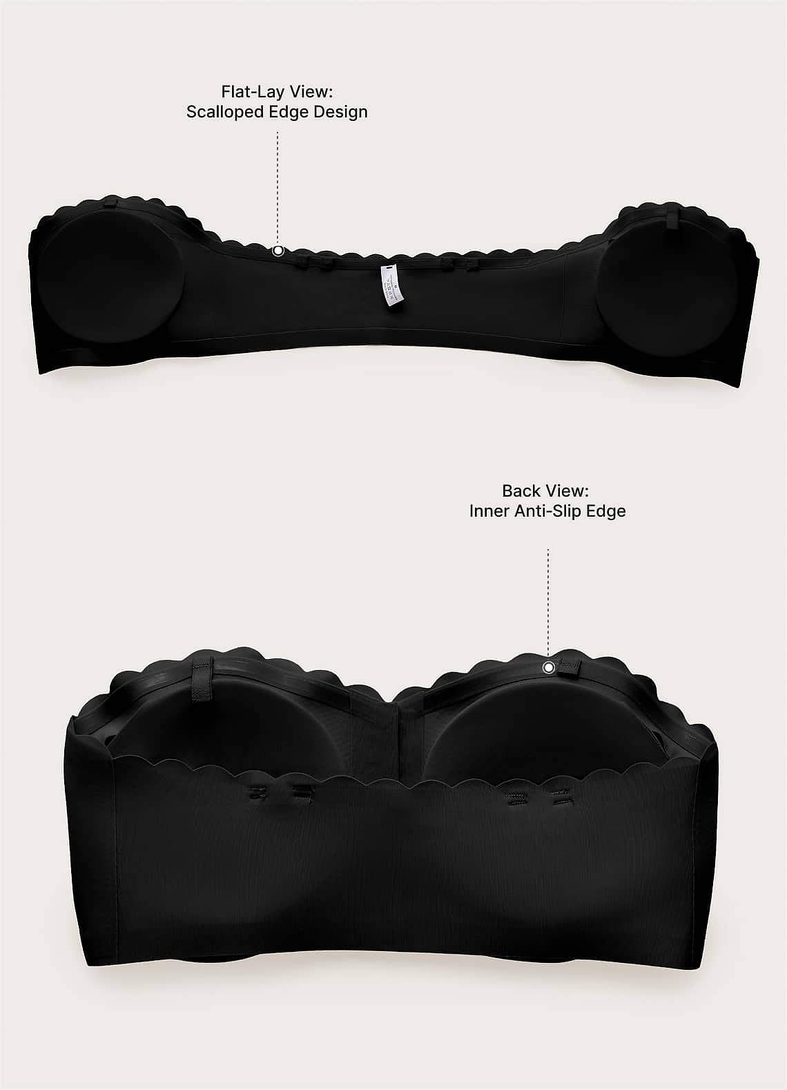 front Front‑Hook Anti‑Slip Scalloped Push‑Up Bra