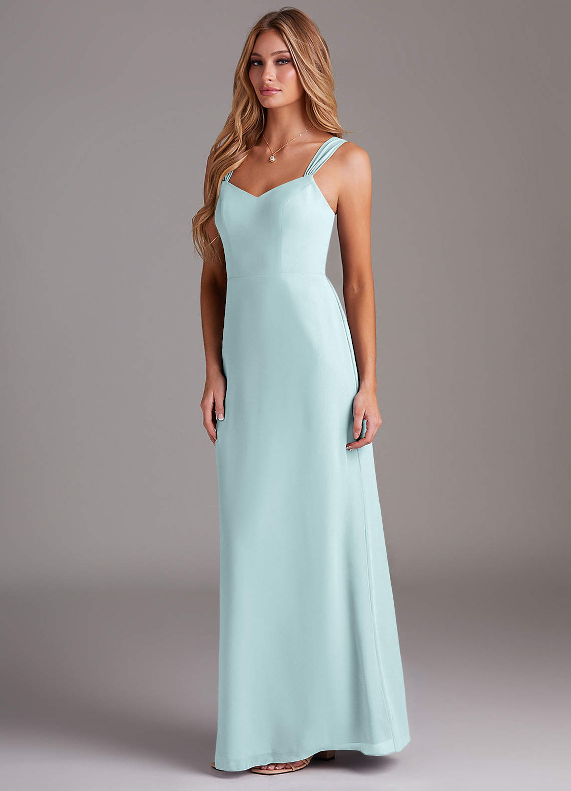 Azazie Plus Size Sheath Sweetheart Floor-Length Chiffon Bridesmaid Dresses - Mist