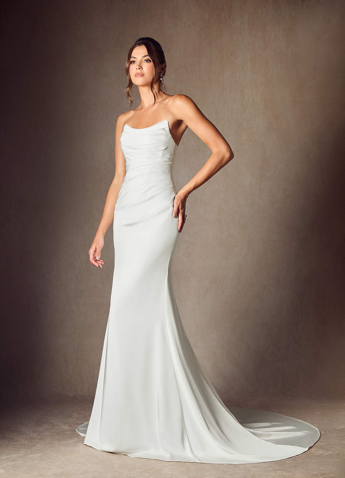 Azazie Elyse Wedding Dresses Diamond White Mermaid Strapless Crepe Back Satin Dress image8