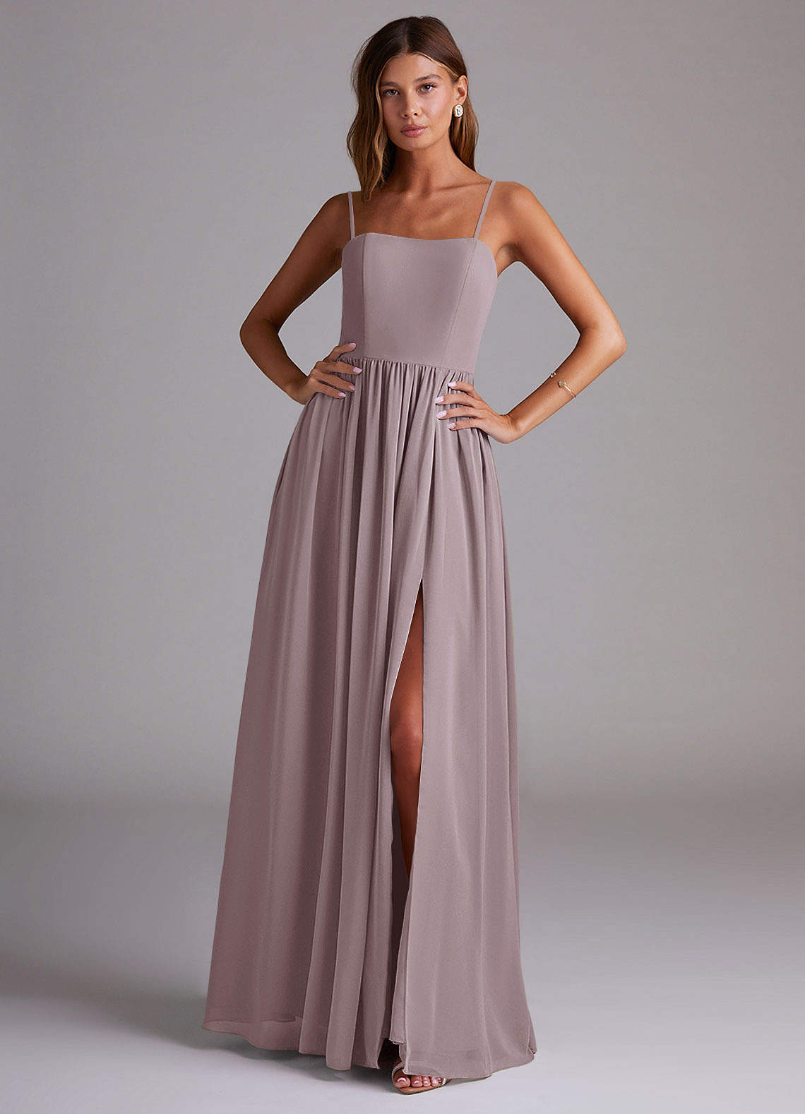 Azazie Calianna Brautjungfernkleider Wandelbar A-Linie Schulterfrei Chiffon Kleid Dämmerung image1