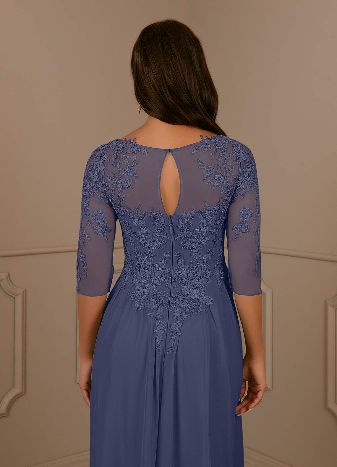 Azazie Harriet Mother of the Bride Dresses Stormy A-Line Scoop lace Mesh Dress image5