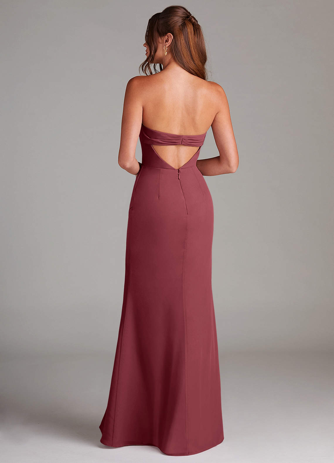 Azazie Leonis Bridesmaid Dresses Merlot Sheath Strapless Chiffon Convertible Dress image4