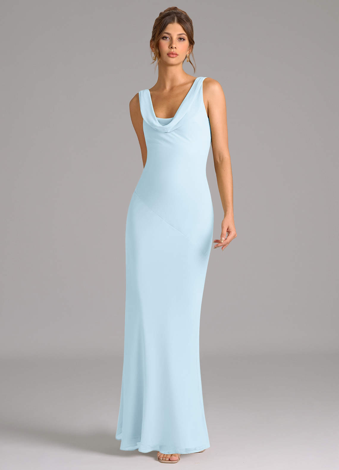 Azazie Rylina Bridesmaid Dresses Sky Blue Mermaid Pleated Chiffon Dress image2