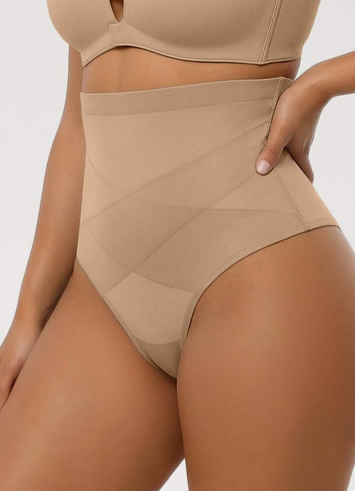 front X-Shaped Tummy Control High Waist Stretch Shaping Thong