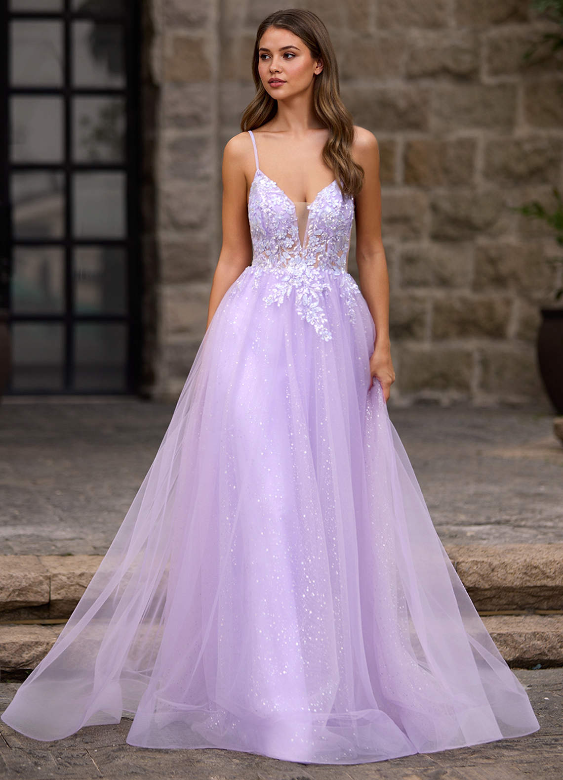 Finesse Purper A-lijn galajurk image1