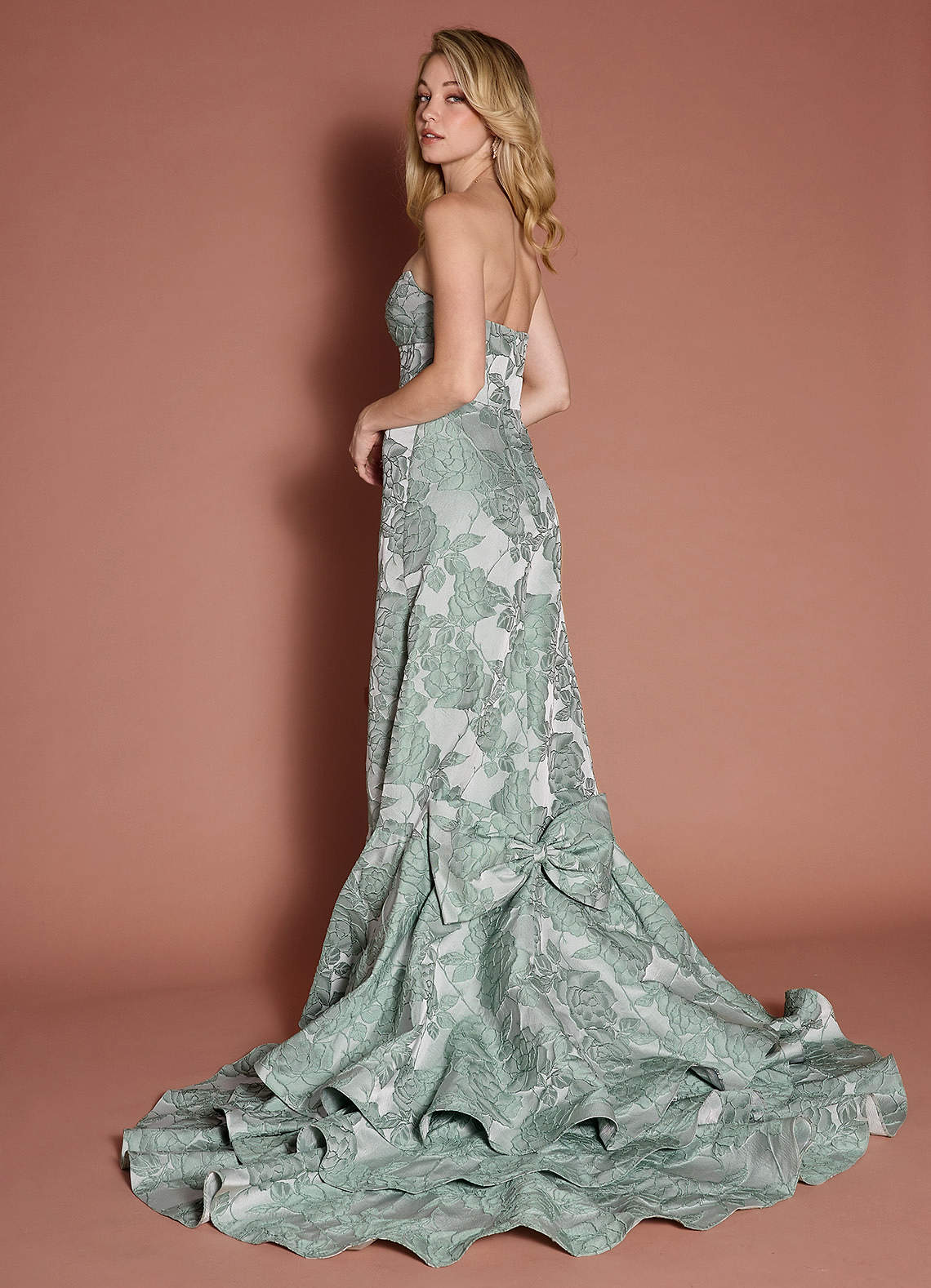 mint green dress with bow Light Green Floral Sweet 15 Dress Ball Gown Princess Prom Dresses FD10 –  Viniodress
