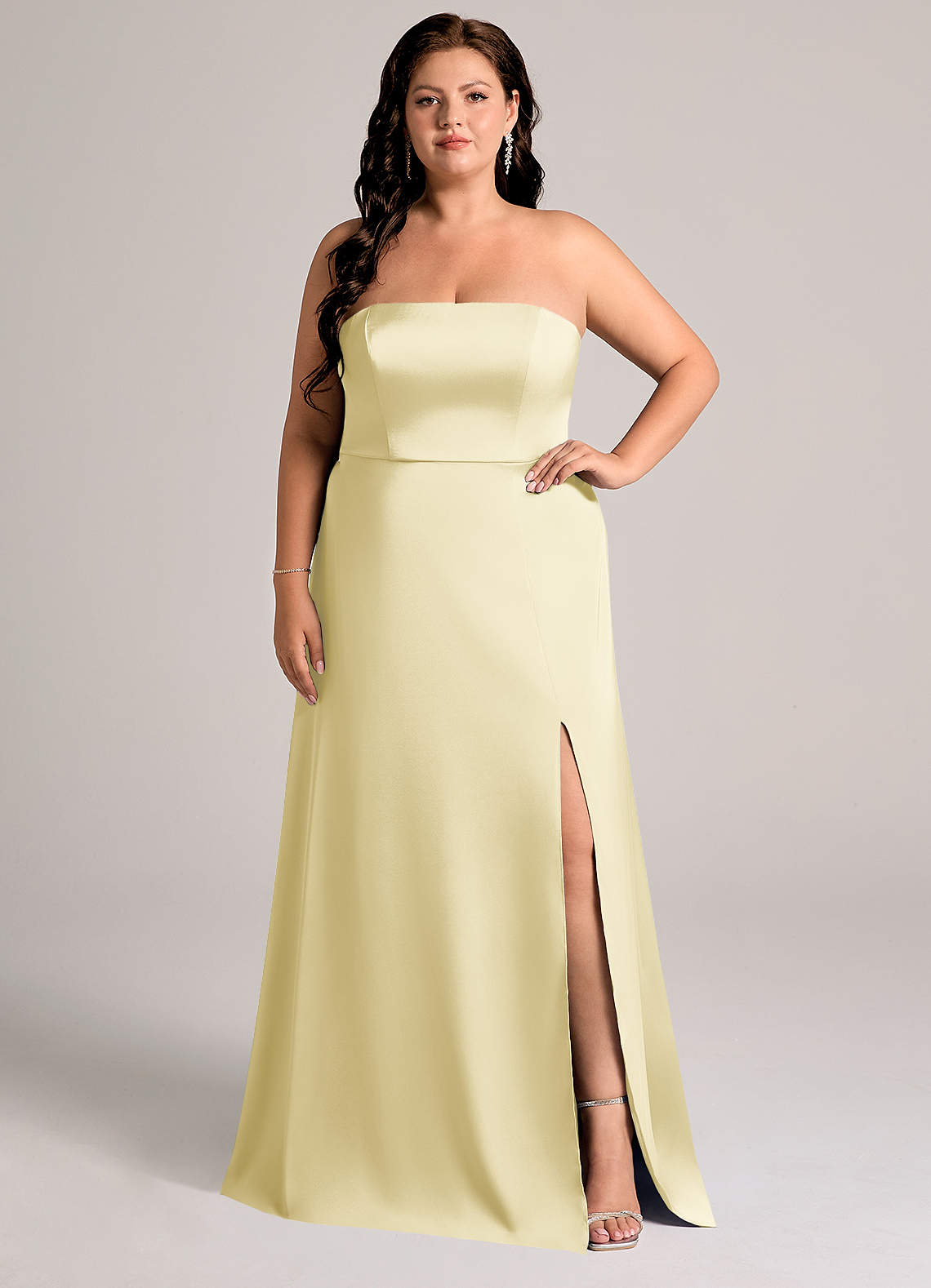 Azazie Wren Bridesmaid Dresses Lemon Sorbet A-Line Strapless Stretch Satin Convertible Dress image1