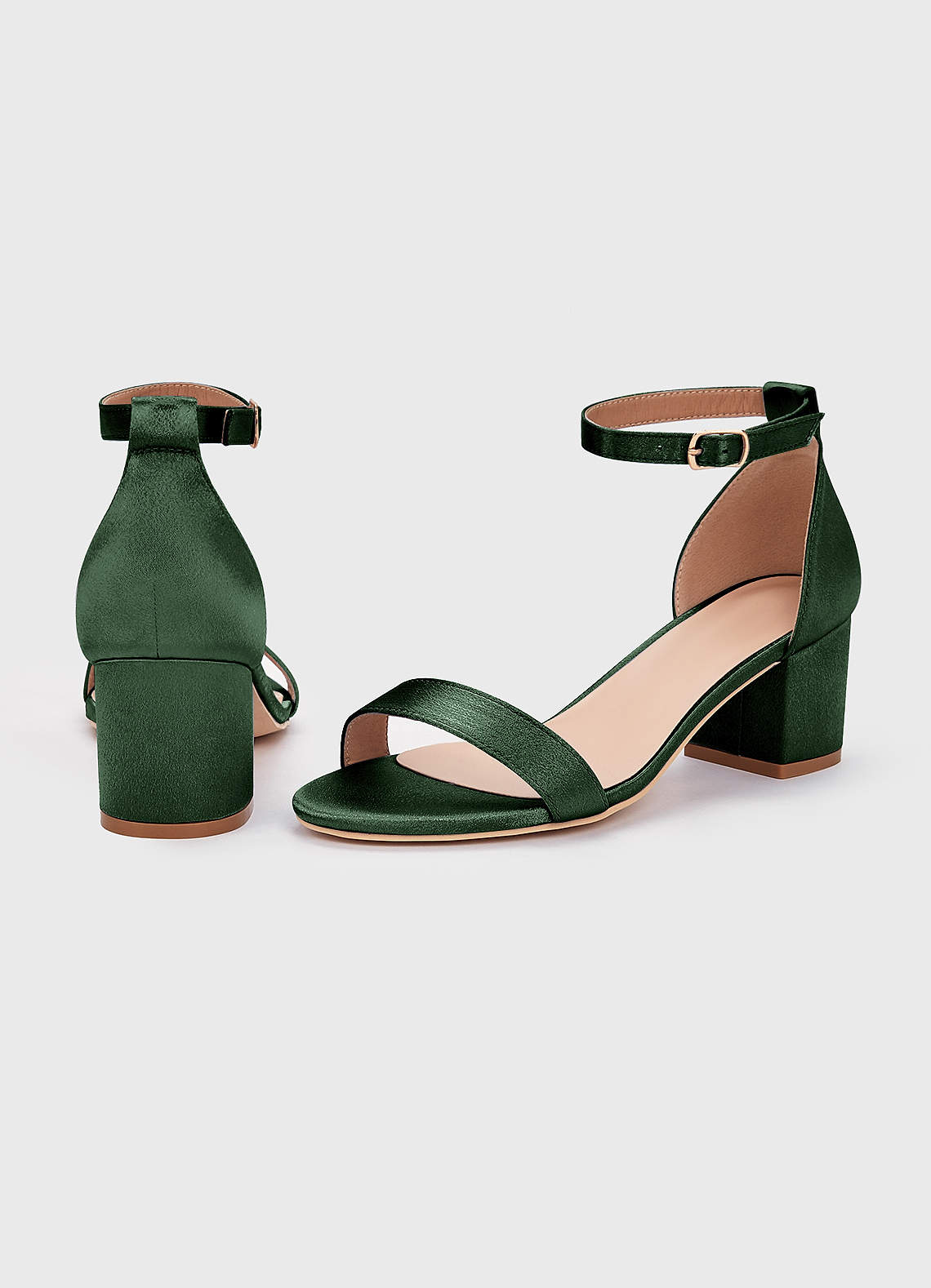 front Matching Color Metallic Satin Block Low Heel Sandals & Pleated Handbag Set