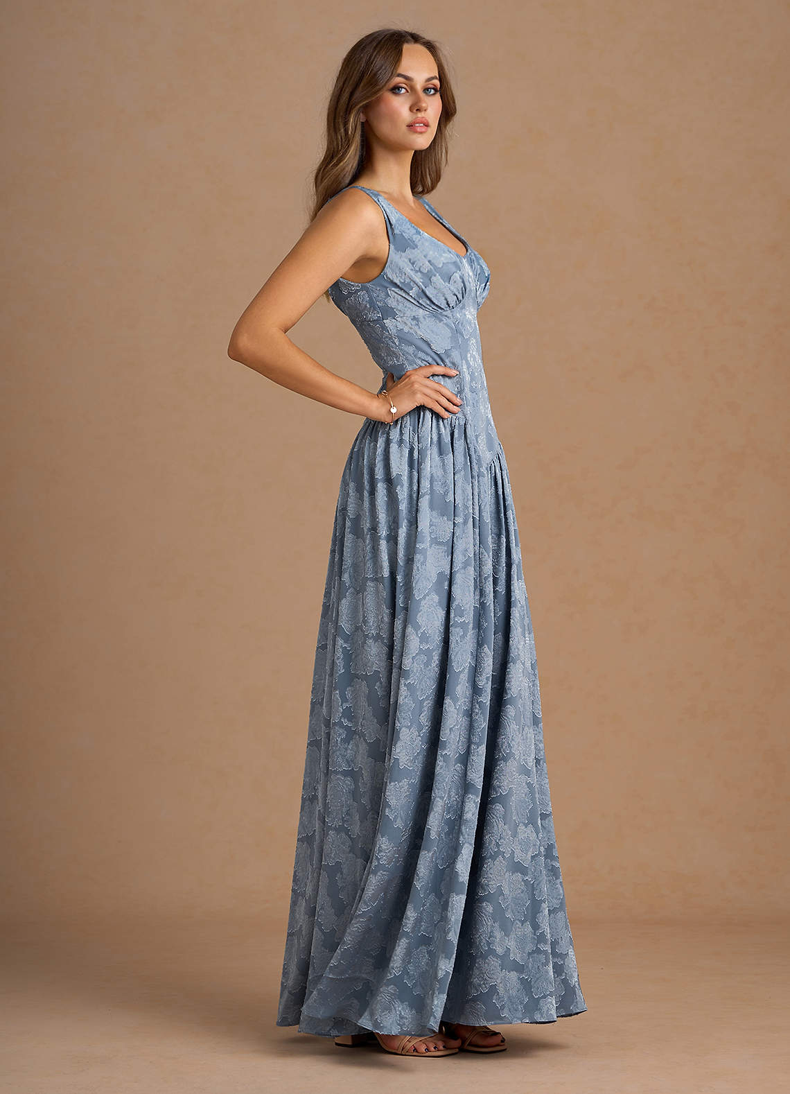 brown and blue maxi dress Princess Maxi Dress Chocolate/Blue Polka Dot main image 0
