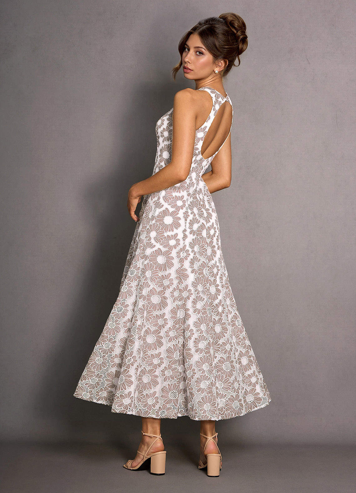 Robe Longue Rose Et Blanc Selira Azazie