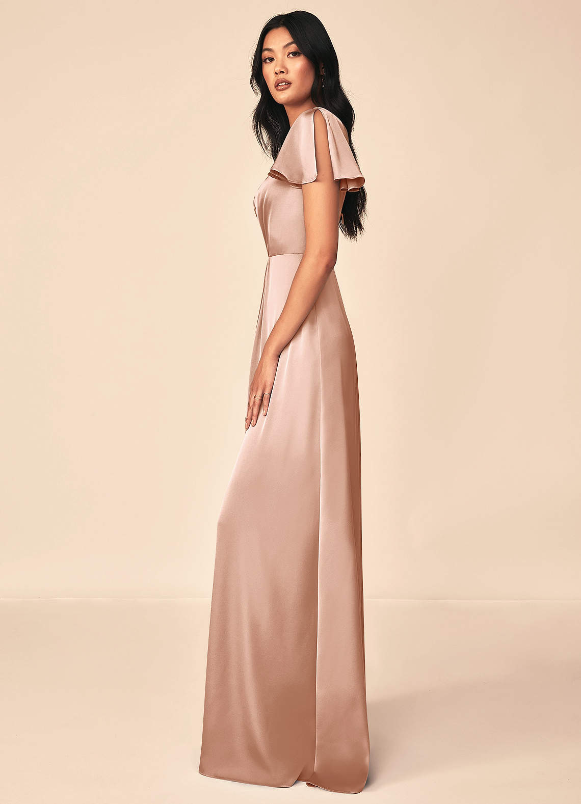Azazie Soren Rose Gold Stretch Satin Bridesmaid Dresses