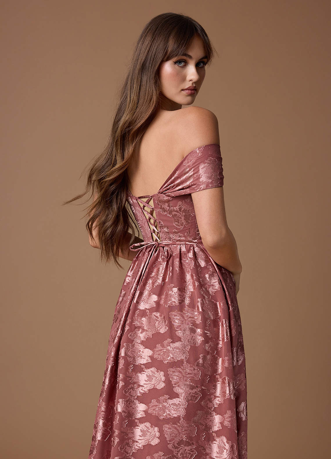 azazie vintage rose bridesmaid dress Long Satin Bridemaid Dress Pink Sky Blue – TANYA BRIDAL main image 0