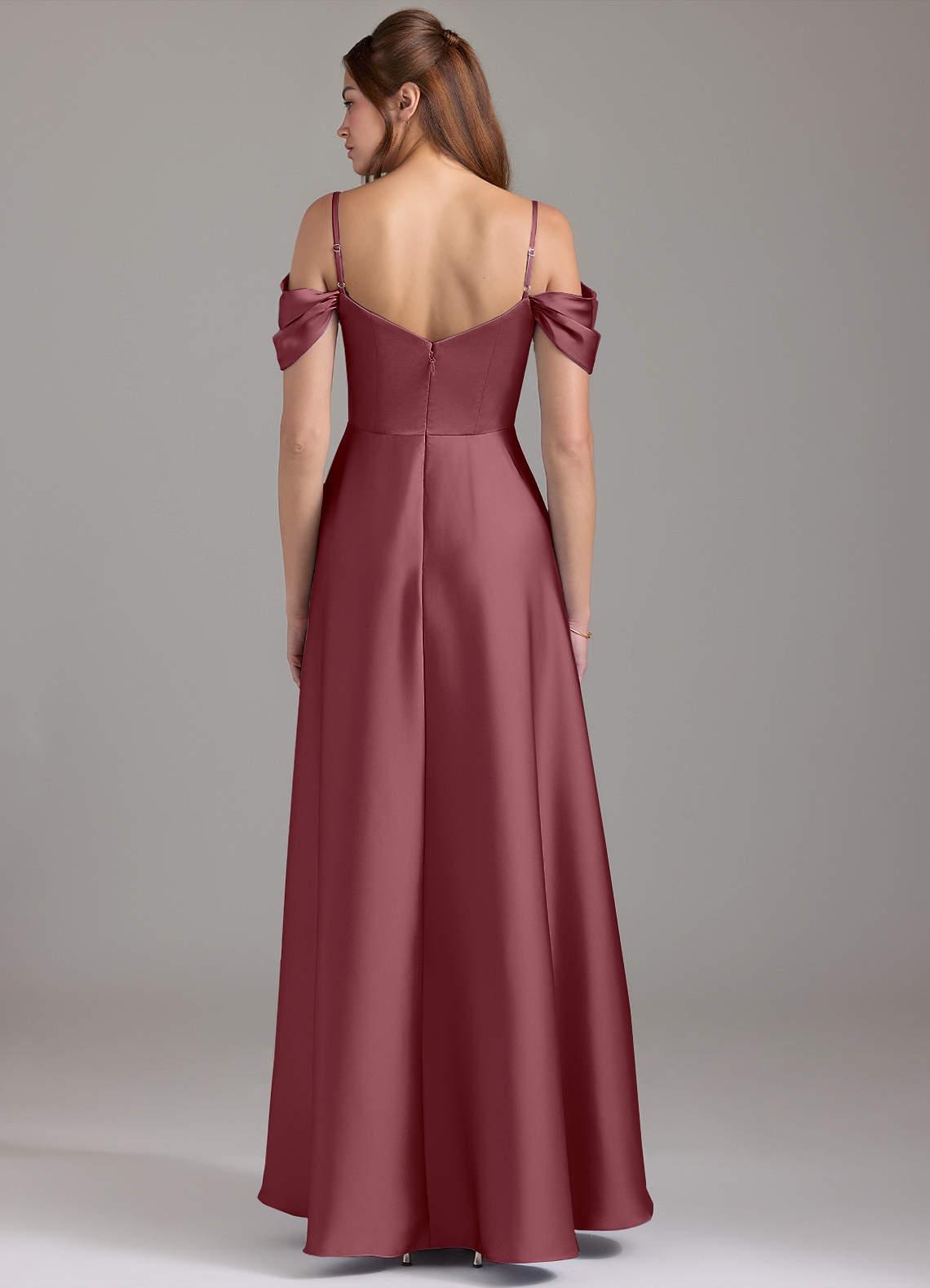 desert rose bridesmaid dresses satin Desert Rose Satin Cowl Neck Bridesmaid Dress Sheath Floor-Length