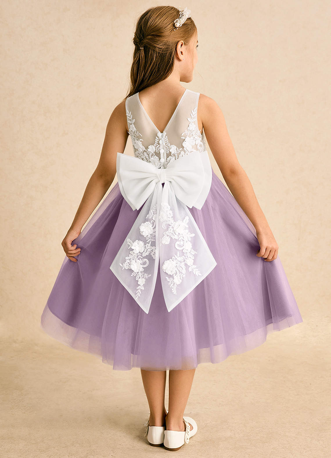 Azazie Lina vestidos de niña de las flores Vestido de Marfil Wisteria de Encaje de Princesa image1