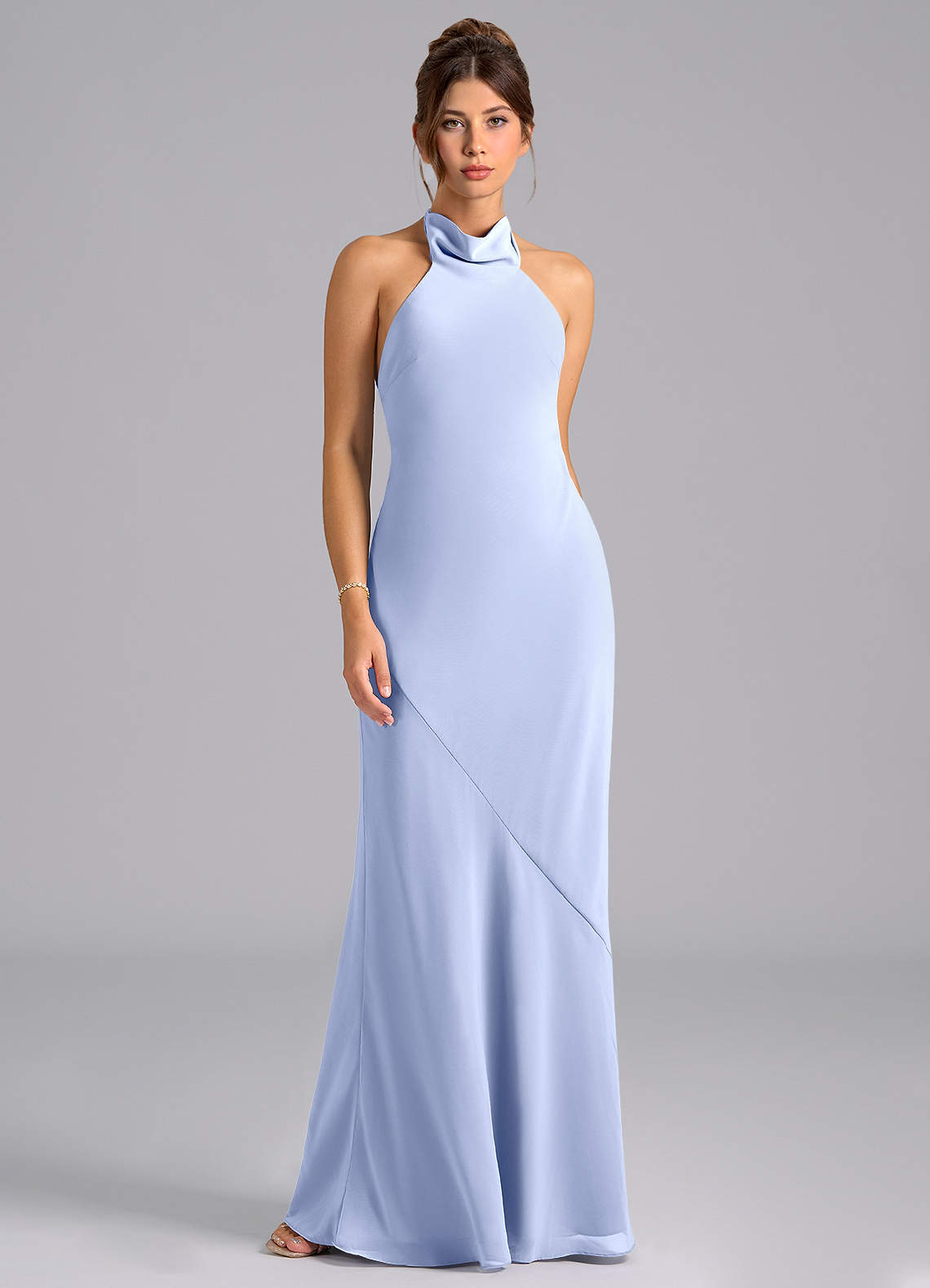 Azazie Velli Bridesmaid Dresses Ice Mermaid High Neck Chiffon Dress image5