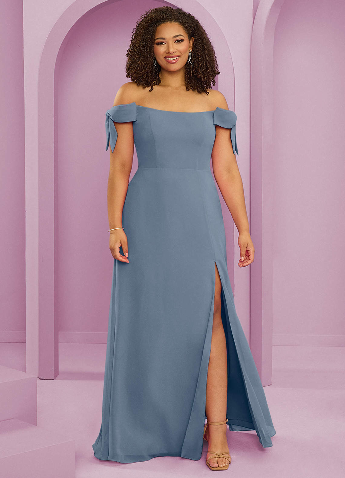 Barbie ♥ Azazie Bridesmaid Dresses Twilight A-Line Off the Shoulder Chiffon Convertible Dress image1