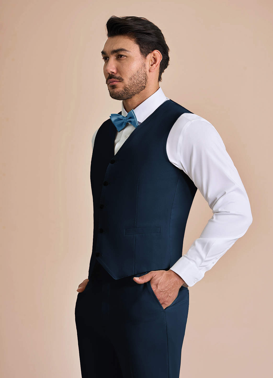 front William Navy Blue Comfort Blend Suit Vest