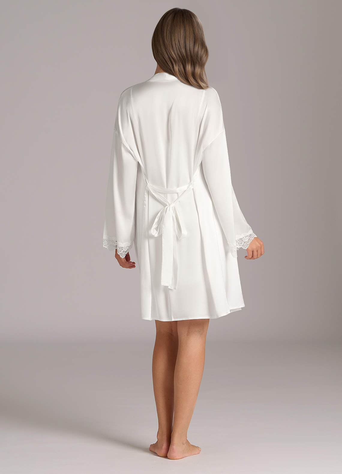 front Satin Lace Robe & Slip Dress Set