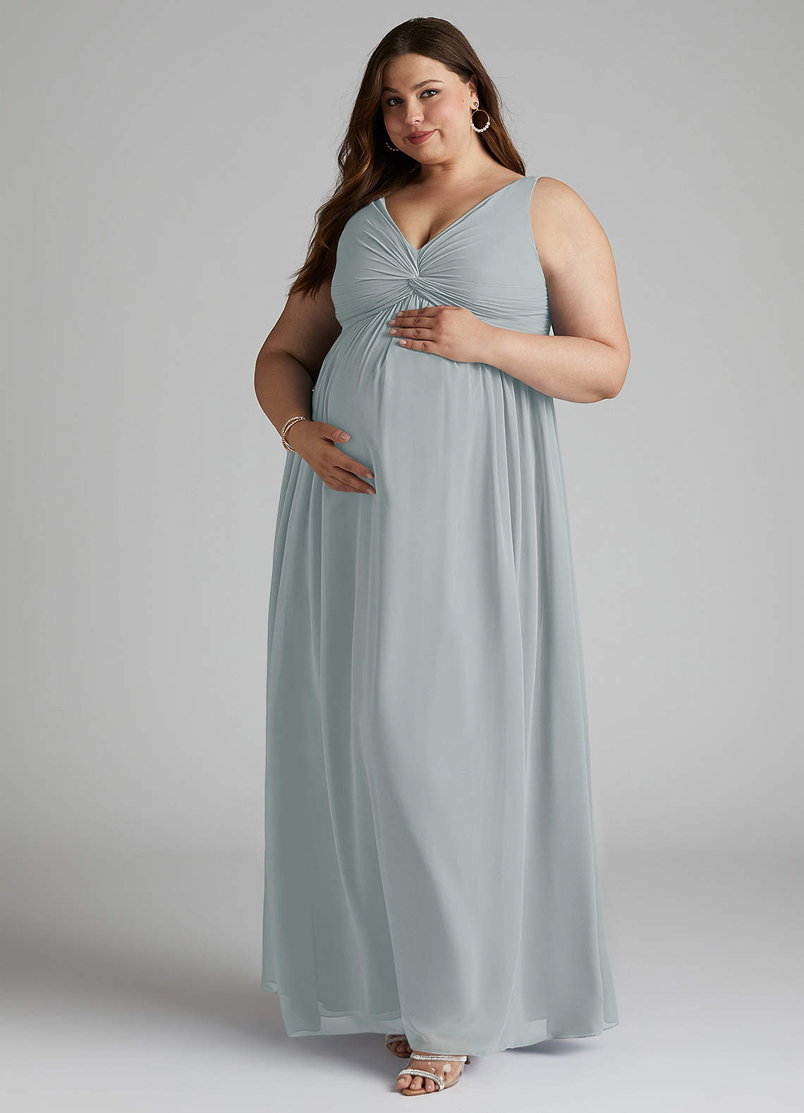 blue dress for baby girl Grey Maternity Plus Size Bridesmaid Dresses Cheap Maxi Mother of the Bride  Dress – SheerGirl main image 1