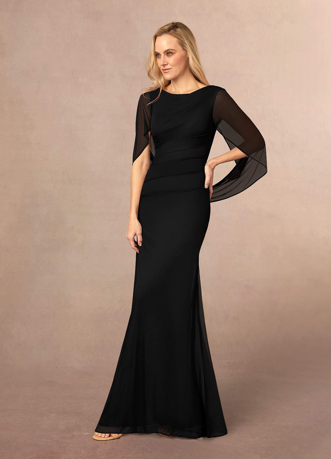 Azazie Belladonna Mesh Black Mother of The Bride Dresses Size UK 6