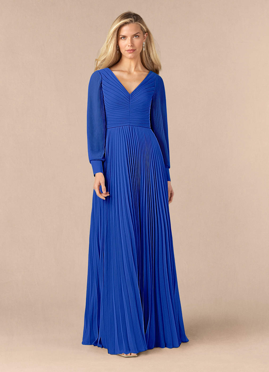 Azazie Zina Mother of the Bride Dresses Royal Blue A-Line Pleated Chiffon Dress image1