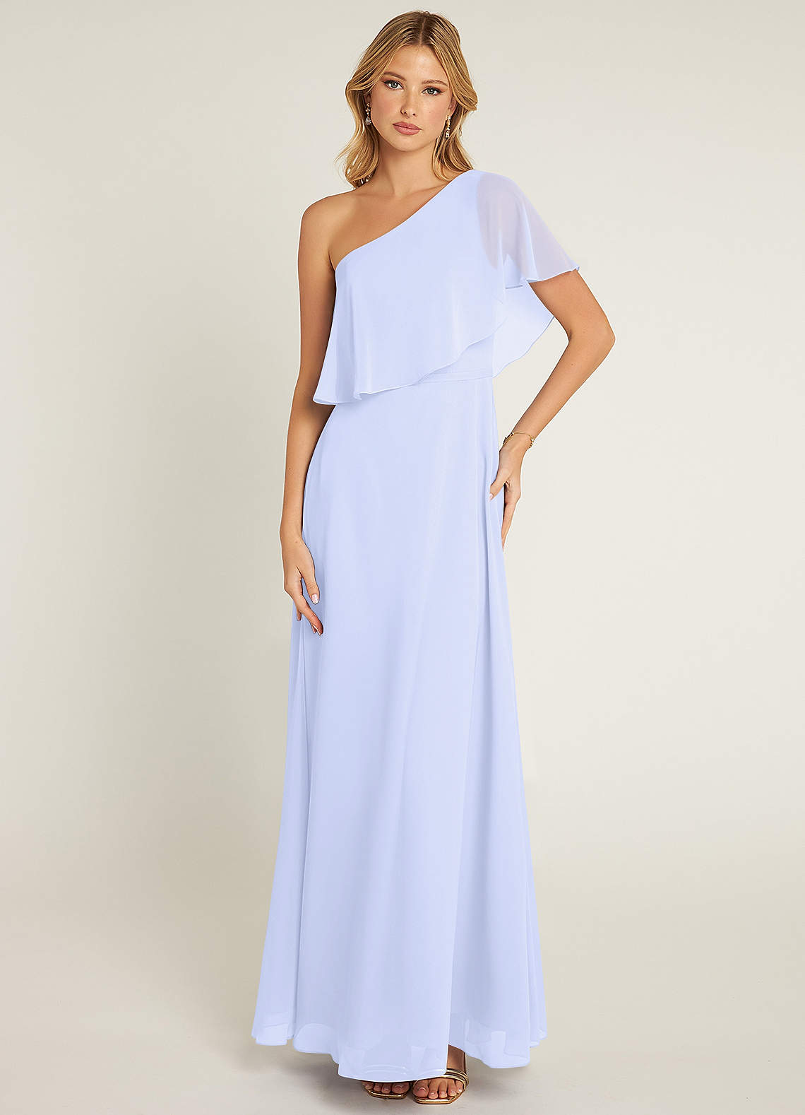 Azazie Lizzy Bridesmaid Dresses Lavender A-Line One Shoulder Chiffon Dress image1