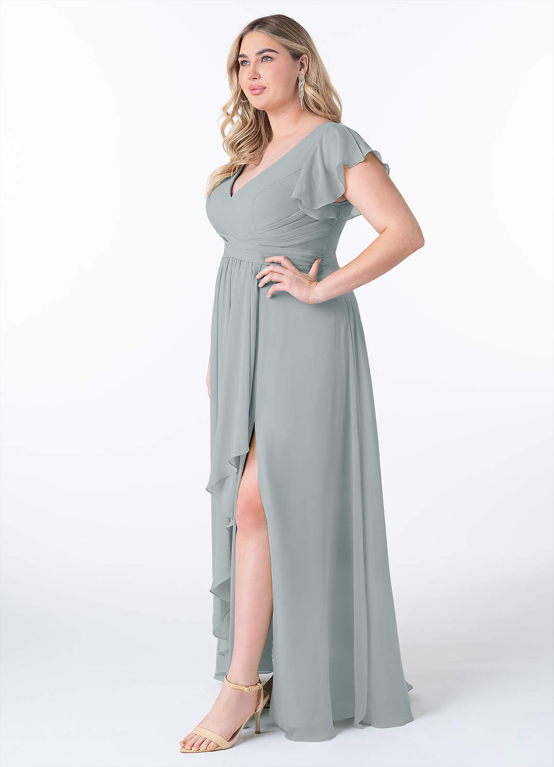 Azazie Omari Bridesmaid Dresses Dolphin Grey A-Line Chiffon Dress image8