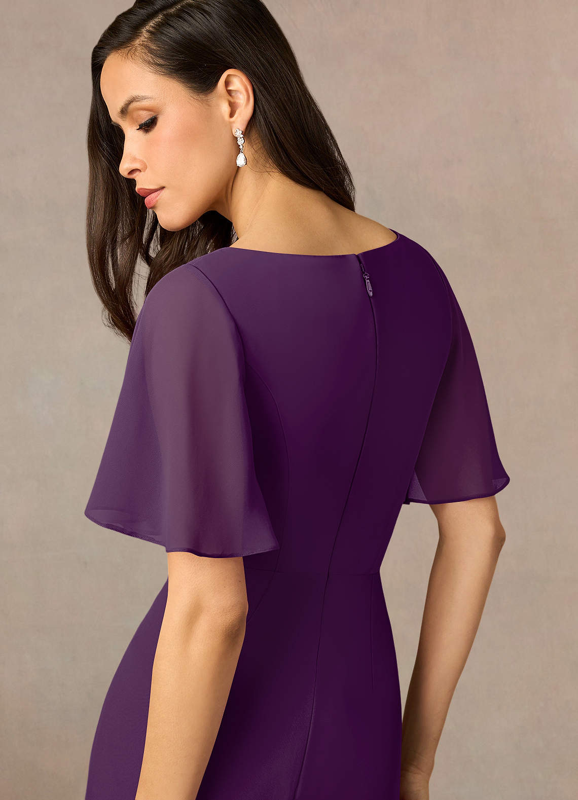 Azazie Rain Mother of the Bride Dresses Grape Sheath Beaded Chiffon Dress image11