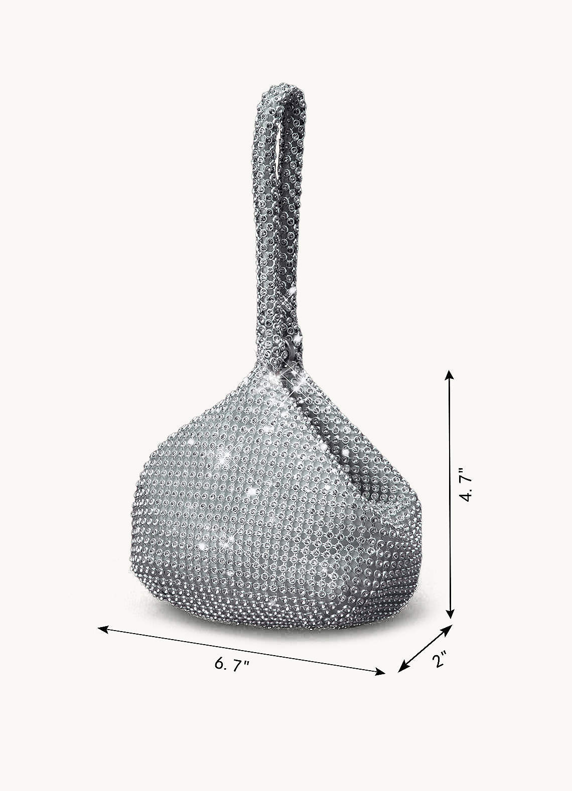 front Delicate Sparkling Rhinestone Zip Wrist Evening Bag
