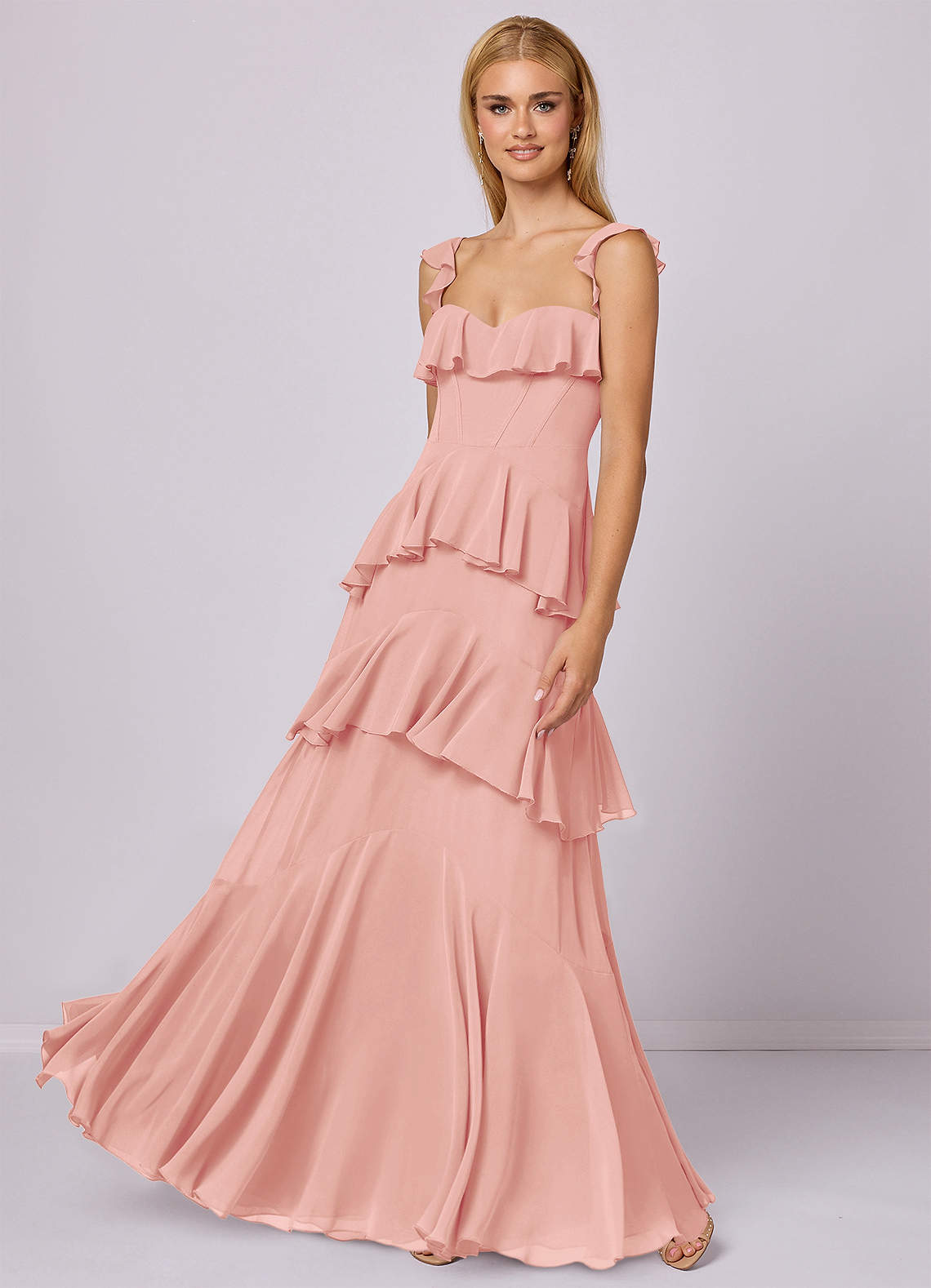Barbie ♥ Azazie Bridesmaid Dresses Rosette A-Line Sweetheart Neckline Chiffon Dress image1
