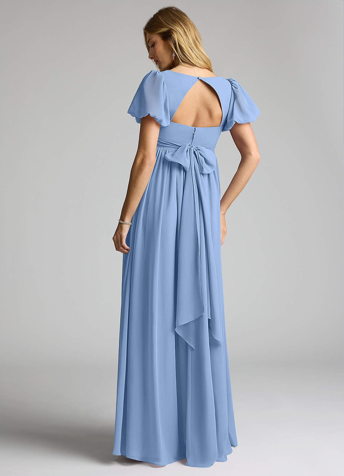 Azazie Madisynn Maternity Bridesmaid Dresses Bow Chiffon Floor-Length Dress image1