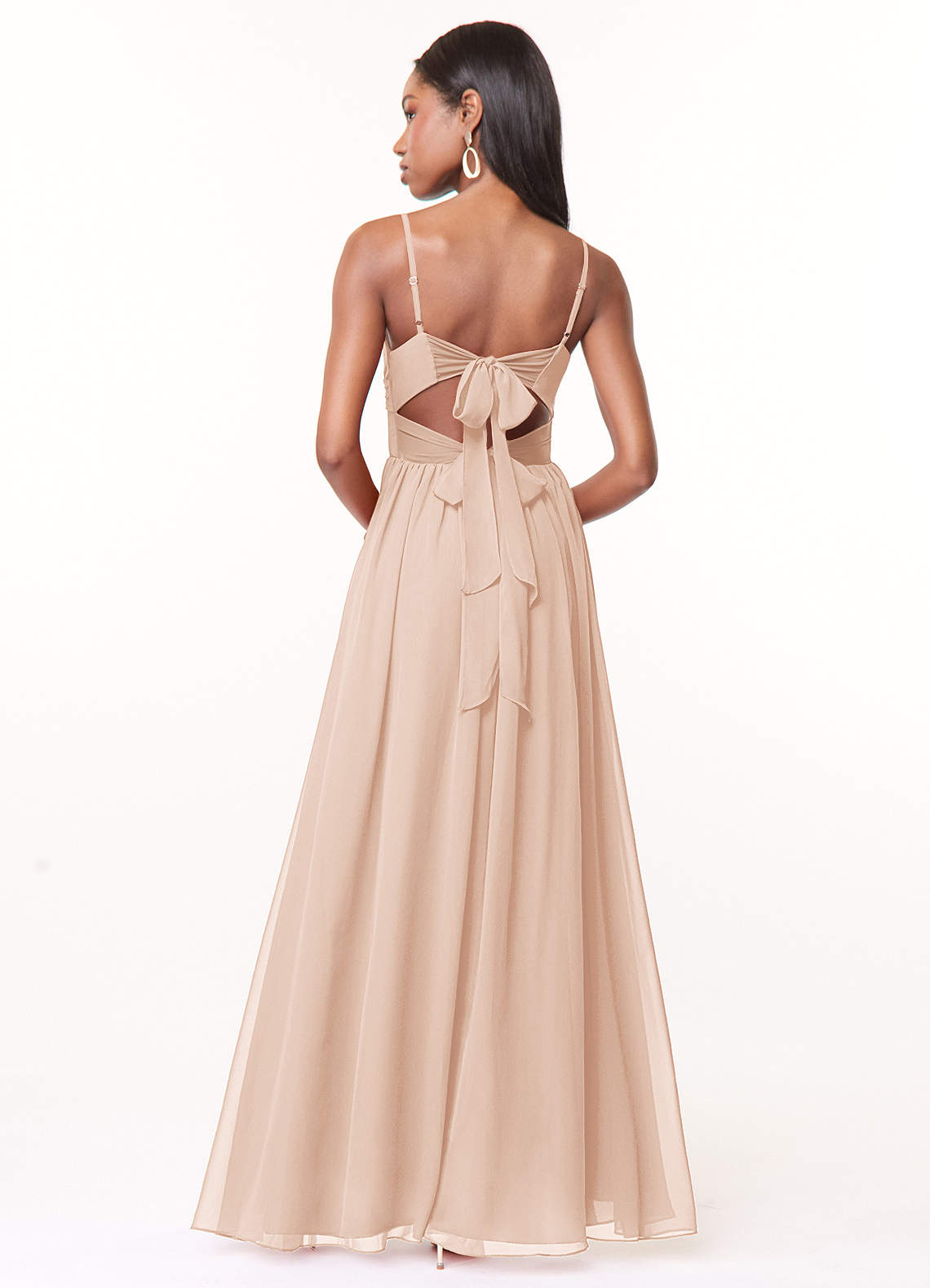 Azazie Zeya Bridesmaid Dresses English Rose A-Line V-Neck Pleated Chiffon Dress image2