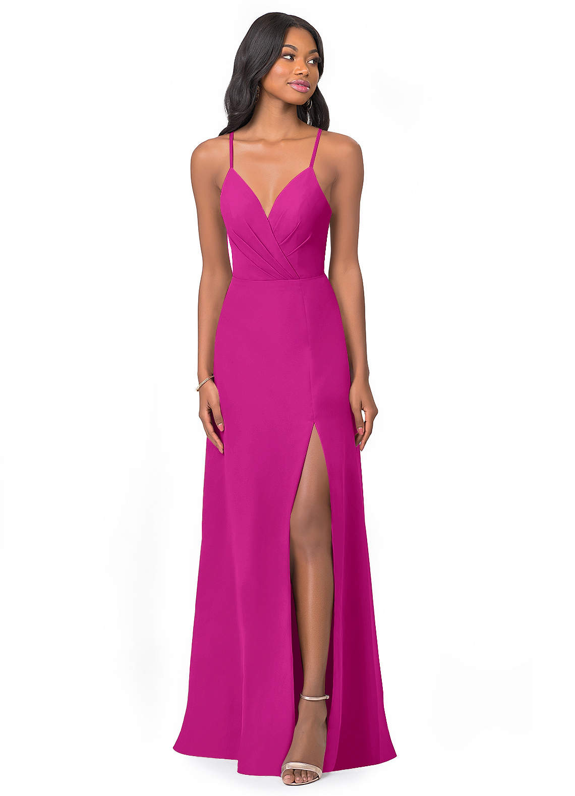 Azazie Everleigh Bridesmaid Dresses Fuchsia A-Line Sweetheart Pleated Chiffon Dress image1