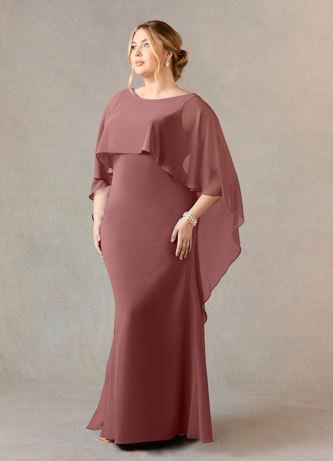 Azazie Dion Mother of the Bride Dresses Desert Rose Sheath Scoop Stretch Crepe Dress image9