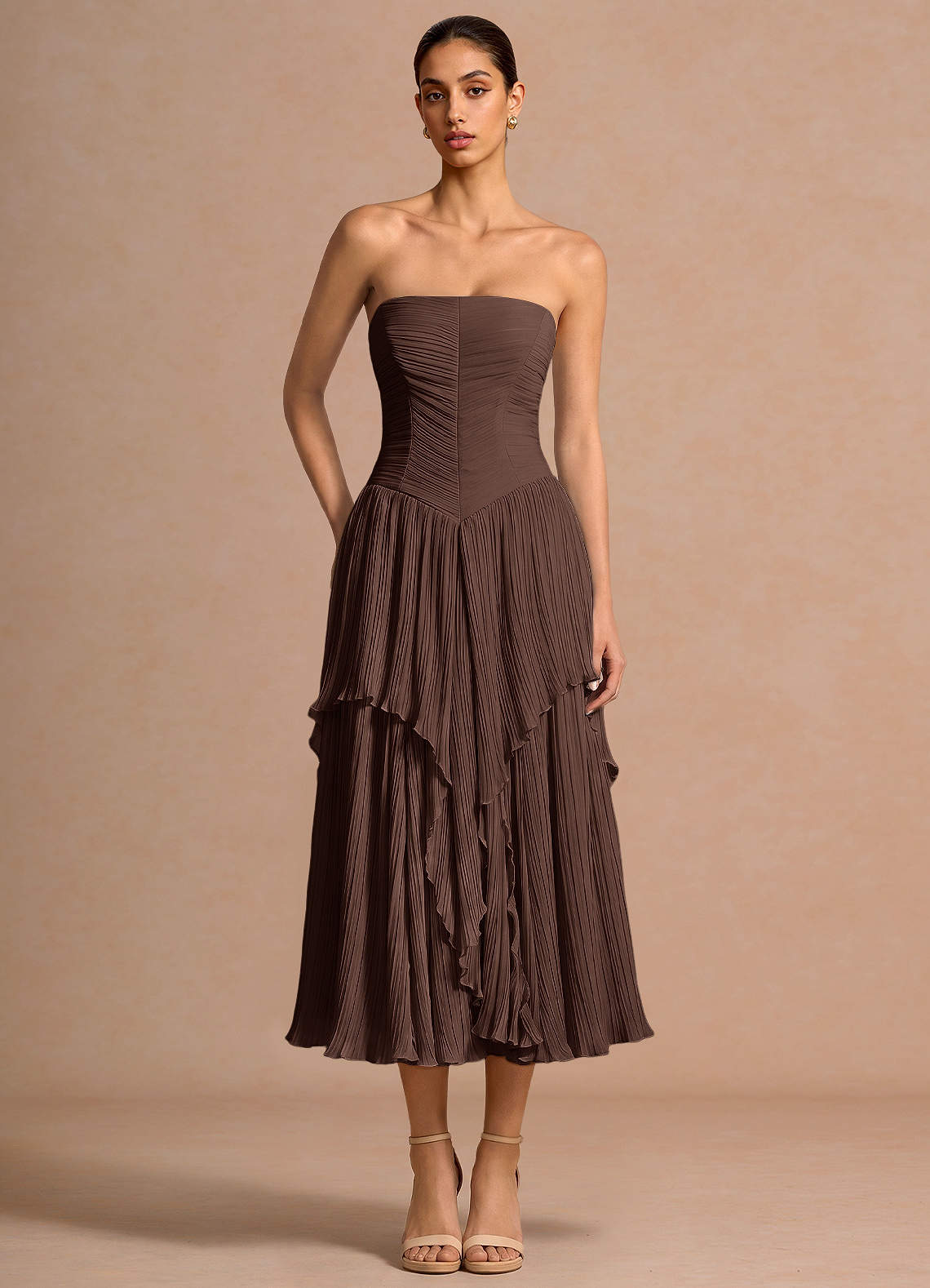 Kerensa Truffle Midi Dress | Azazie