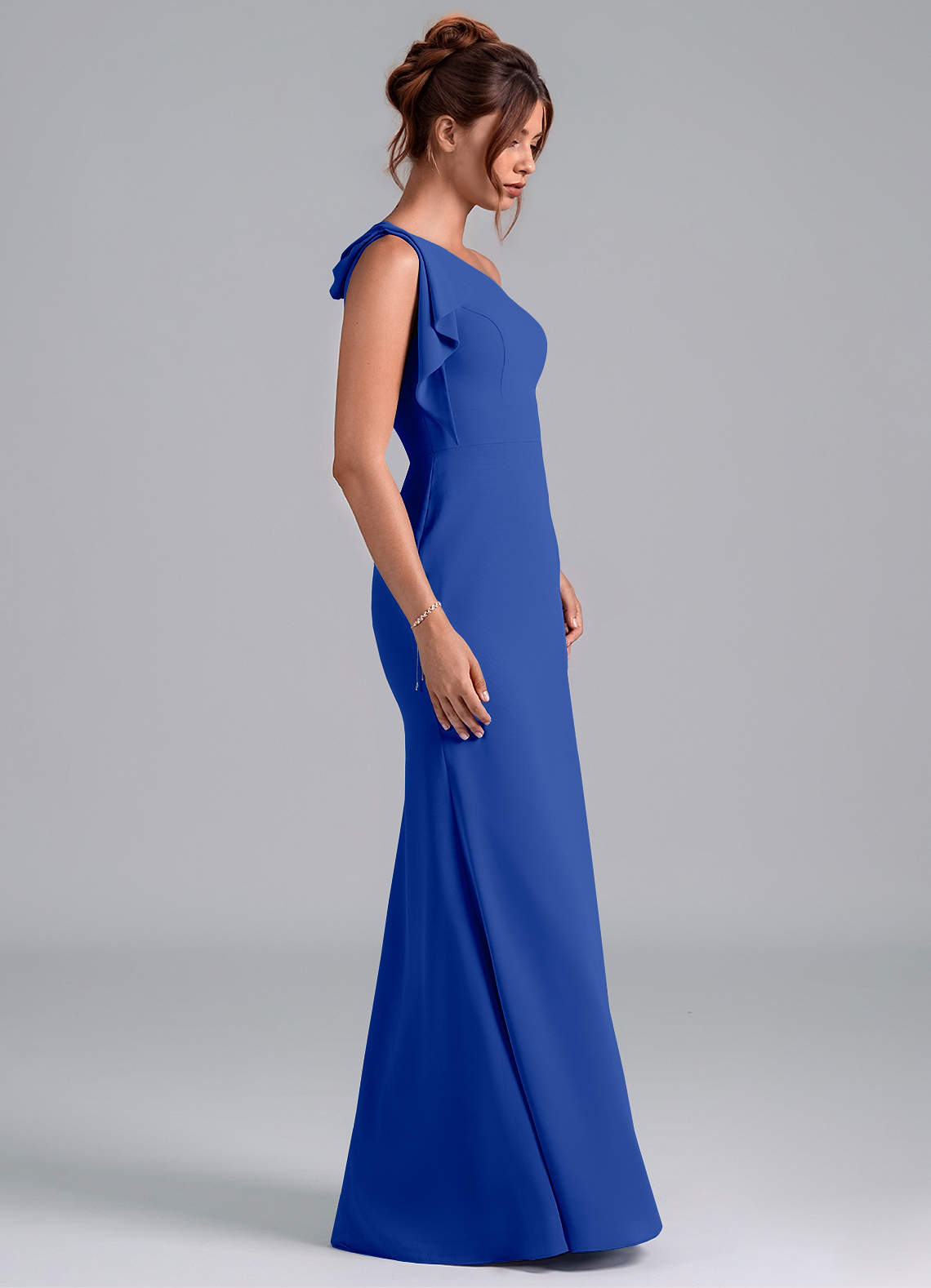 royal blue bridesmaid dresses one shoulder KissProm