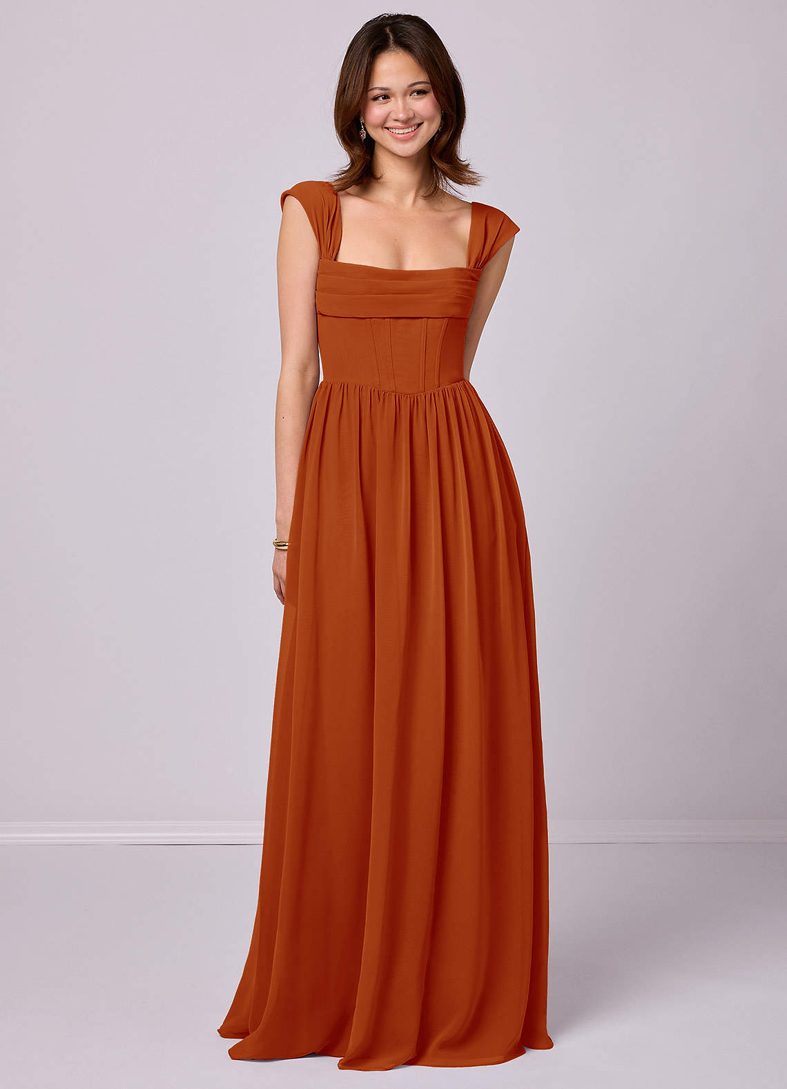 Barbie ♥ Azazie Bridesmaid Dresses Paprika A-Line Corset Chiffon Dress image1