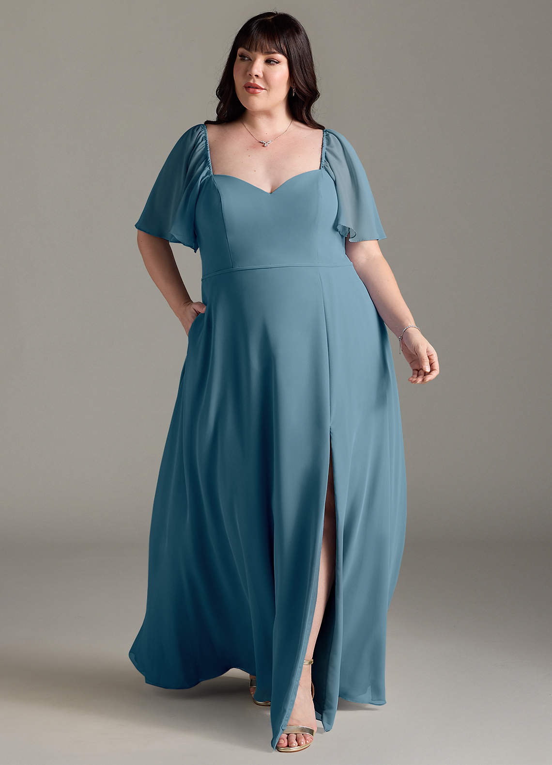 Azazie Chloe Bridesmaid Dresses Bermuda A-Line Sweetheart Neckline Chiffon Dress image1
