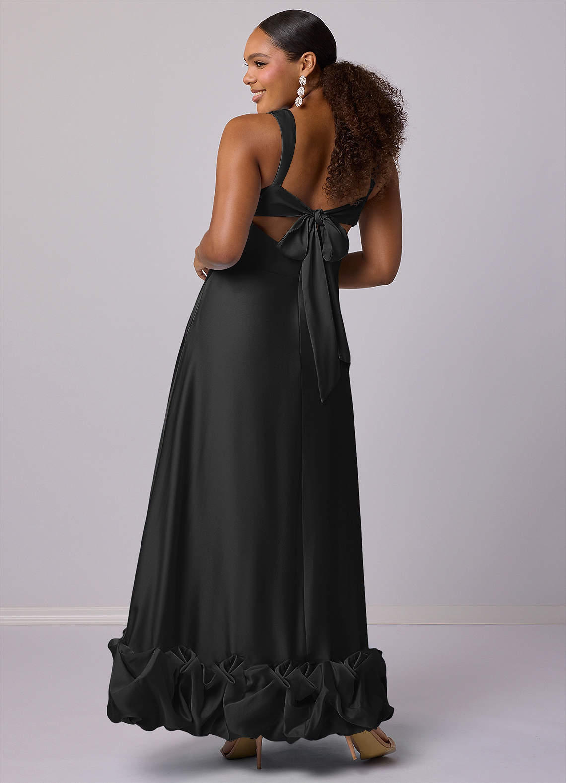 Barbie ♥ Azazie Bridesmaid Dresses A-Line Stretch Satin Ankle-Length Dress with Pockets image6