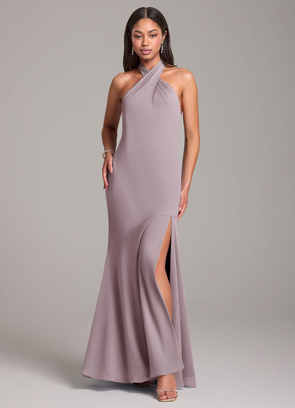 Azazie Lorena Bridesmaid Dresses Dusk Mermaid Pleated Chiffon Dress image1