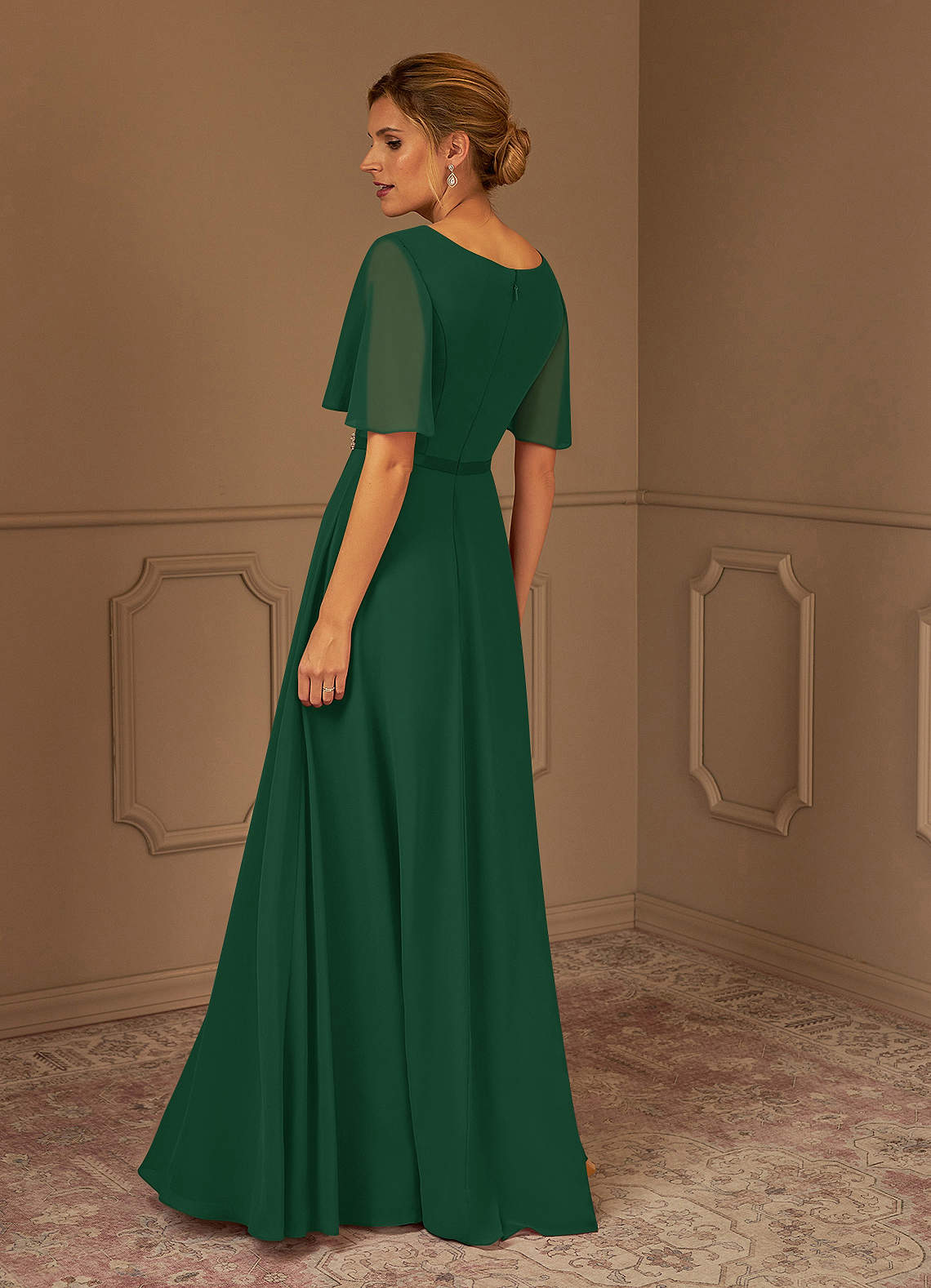 Verde Oscuro Azazie Tricia Vestido de Verde Oscuro de Gasa de