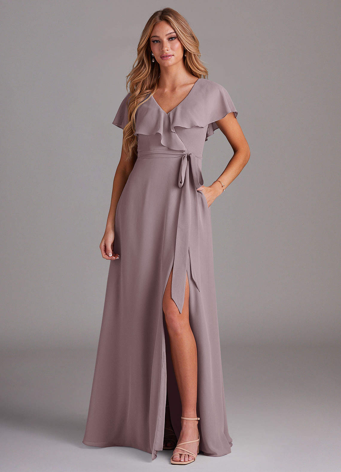 eclectic bridesmaid dresses A-line Sleeveless V-back Chiffon Plus Size Bridesmaid Dress